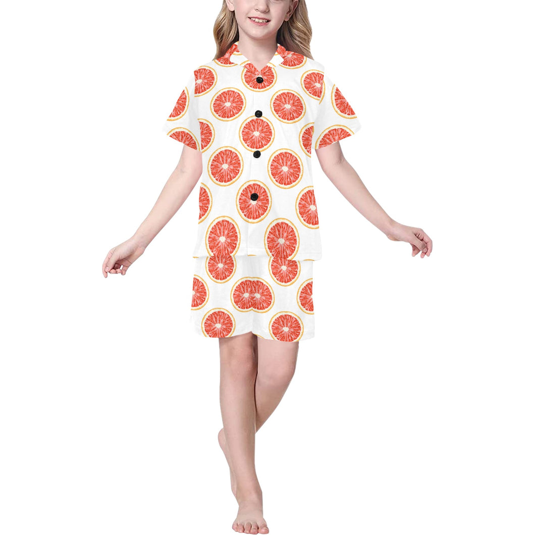 Grapefruit pattern Kids' Boys' Girls' V-Neck Short Pajama Set