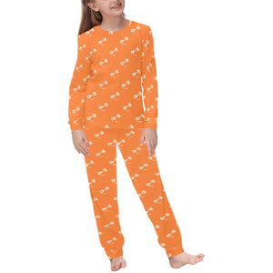 Engine Piston Orange Background Pattern Design 05 Kids' Boys' Girls' All Over Print Pajama Set