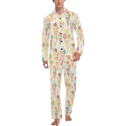Ice cream cone pattern Men's Long Pajama Set
