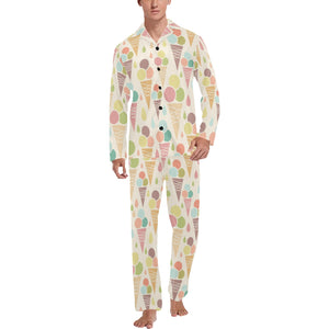 Ice cream cone pattern Men's Long Pajama Set