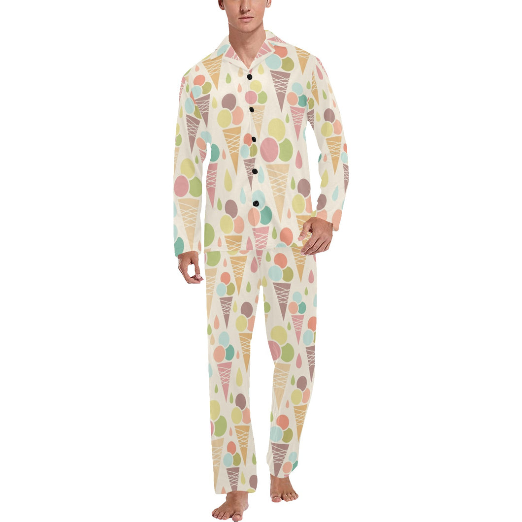 Ice cream cone pattern Men's Long Pajama Set