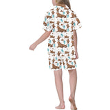 sea lion Seals jellyfish pattern Kids' Boys' Girls' V-Neck Short Pajama Set