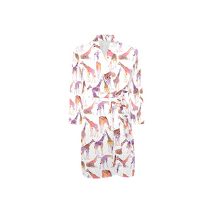 Giraffe Pattern Print Design 02 Men's Long Sleeve Belted Night Robe
