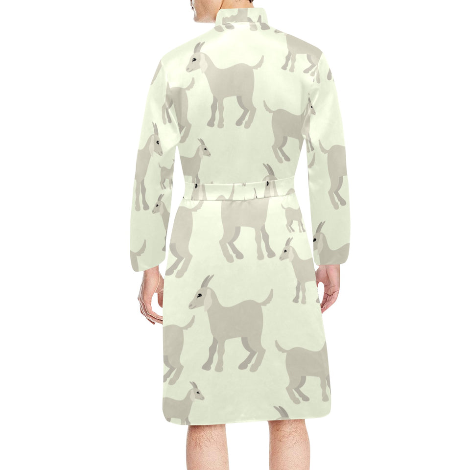 Little young goat pattern Men's Long Sleeve Belted Night Robe
