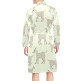 Little young goat pattern Men's Long Sleeve Belted Night Robe
