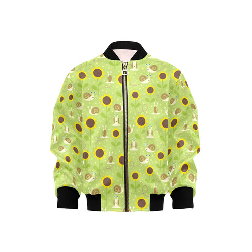 Snail Pattern Print Design 01 Kids' Boys' Girls' Bomber Jacket