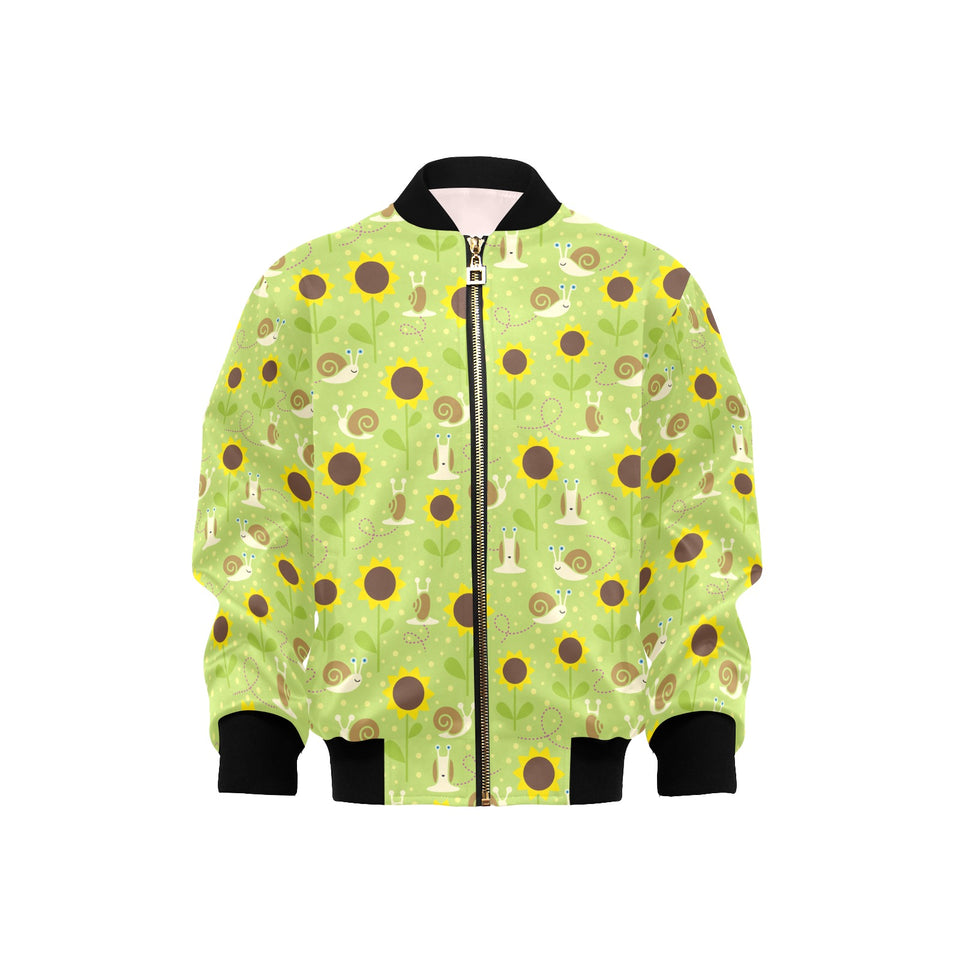 Snail Pattern Print Design 01 Kids' Boys' Girls' Bomber Jacket