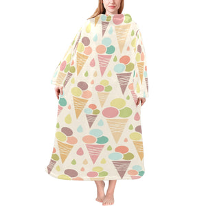 Ice cream cone pattern Blanket Robe with Sleeves