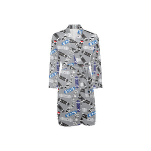 Skate Board Pattern Print Design 03 Men's Long Sleeve Belted Night Robe