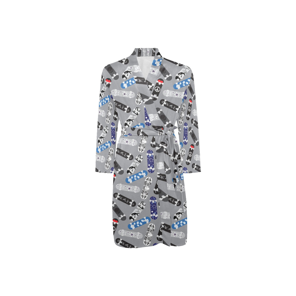 Skate Board Pattern Print Design 03 Men's Long Sleeve Belted Night Robe