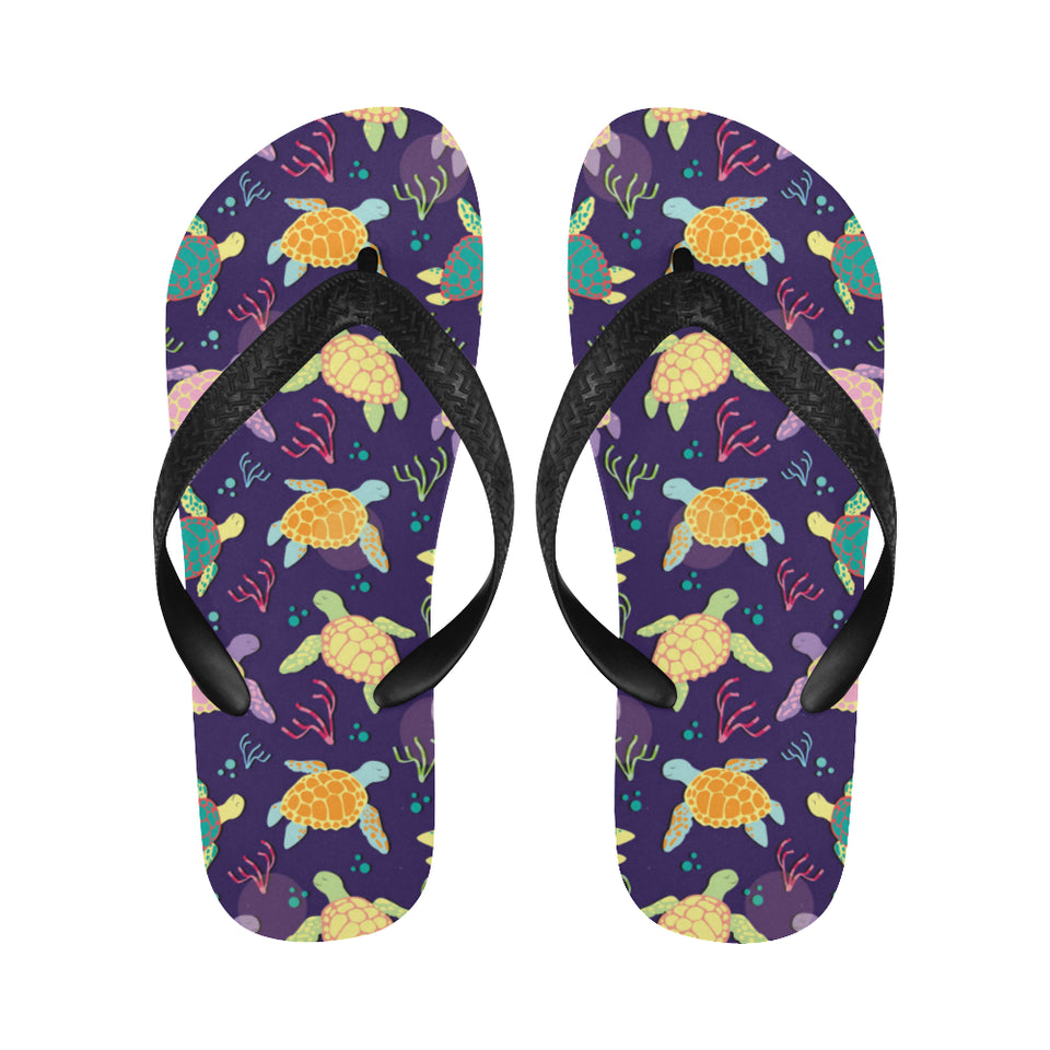Colorful sea turtle pattern Unisex Flip Flops