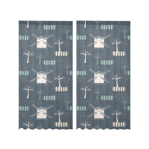 windmill tree pattern Gauze Curtain