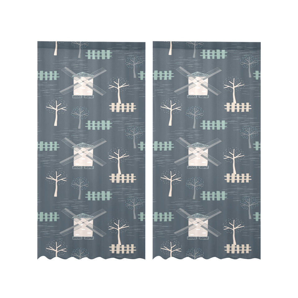 windmill tree pattern Gauze Curtain