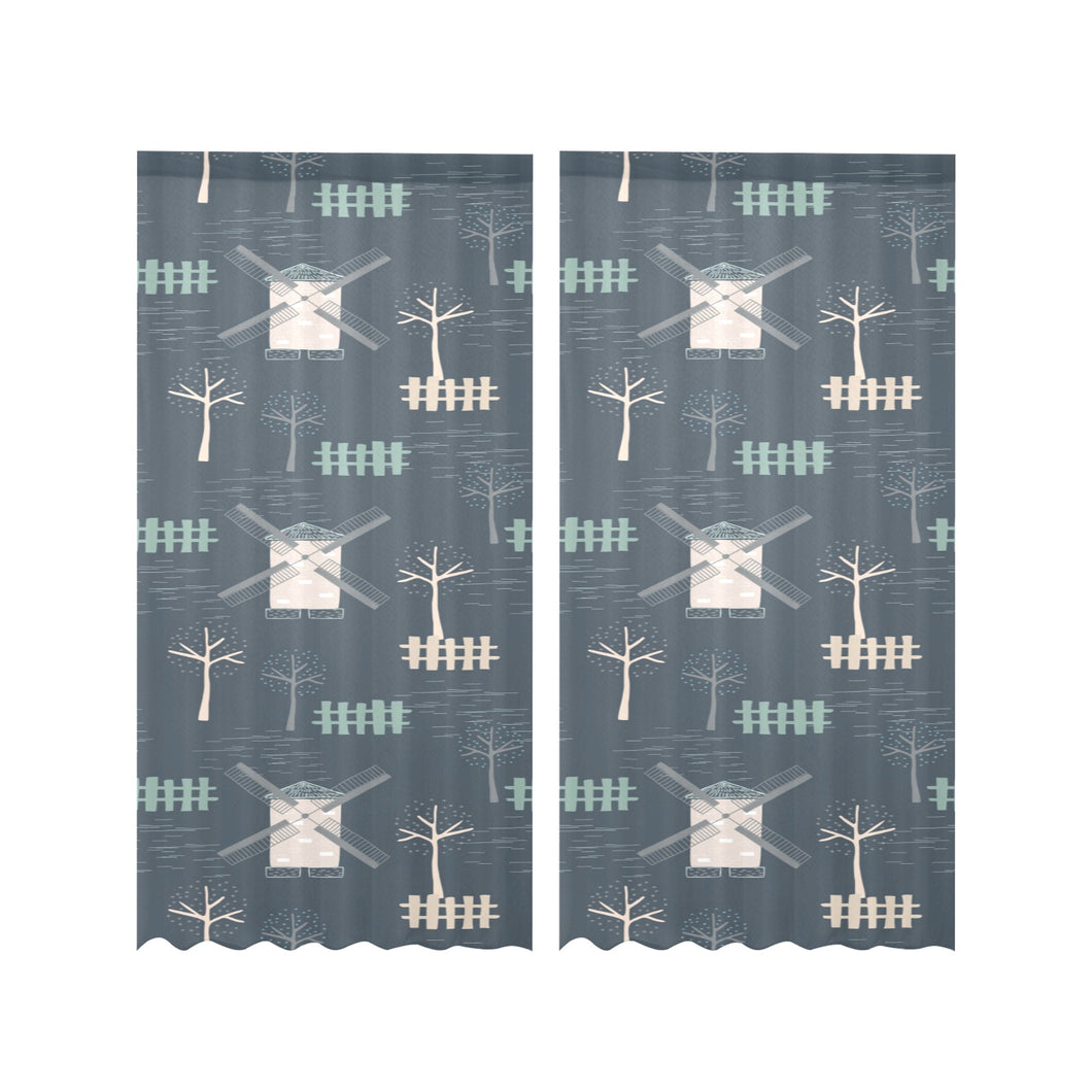 windmill tree pattern Gauze Curtain