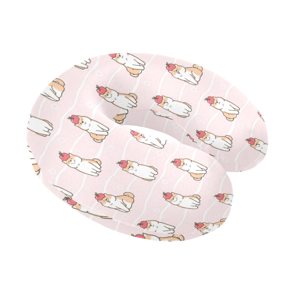 Cute Shiba Inu Dog Apple pattern U-Shaped Travel Neck Pillow