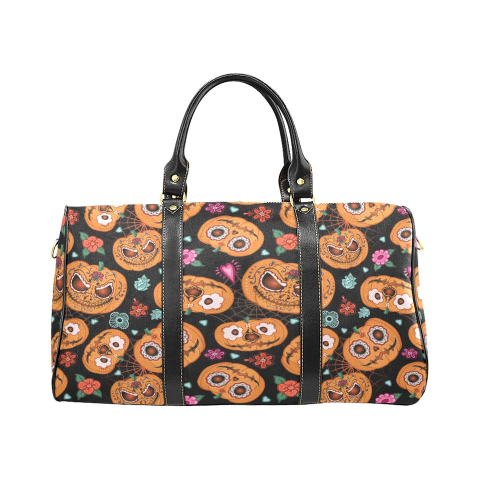 Pumpkin flowers spiderweb Halloween theme Travel Bag
