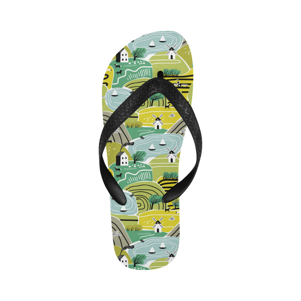 Hand drawn windmill pattern Unisex Flip Flops