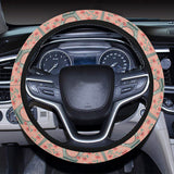 Eiffel Tower Flower Background Pattern Print Desig Car Steering Wheel Cover