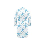 Watercolor starfish pattern Men's Long Sleeve Belted Night Robe