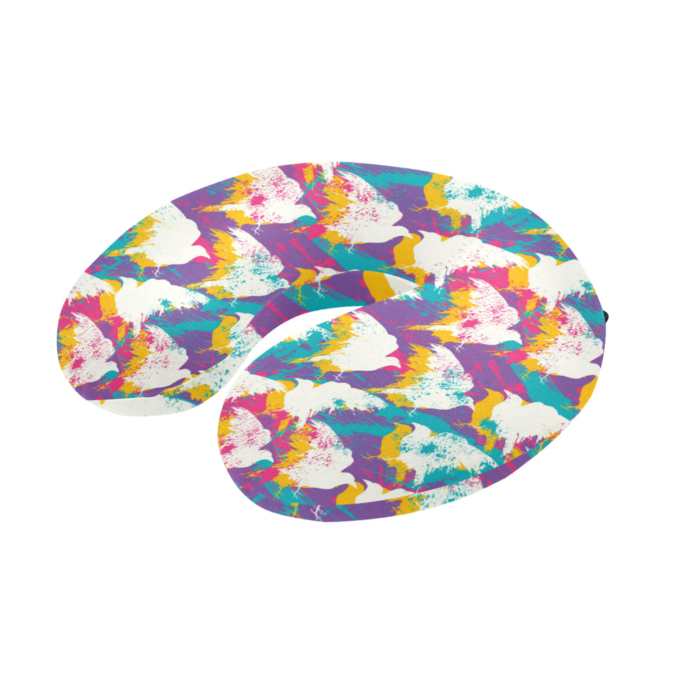 Colorful crow illustration pattern U-Shaped Travel Neck Pillow