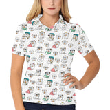 English Bulldog Pattern Print Design 03 Women's All Over Print Polo Shirt