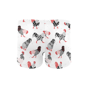 Cool rooster chicken cock floral ornament backgrou Men's Swimming Trunks