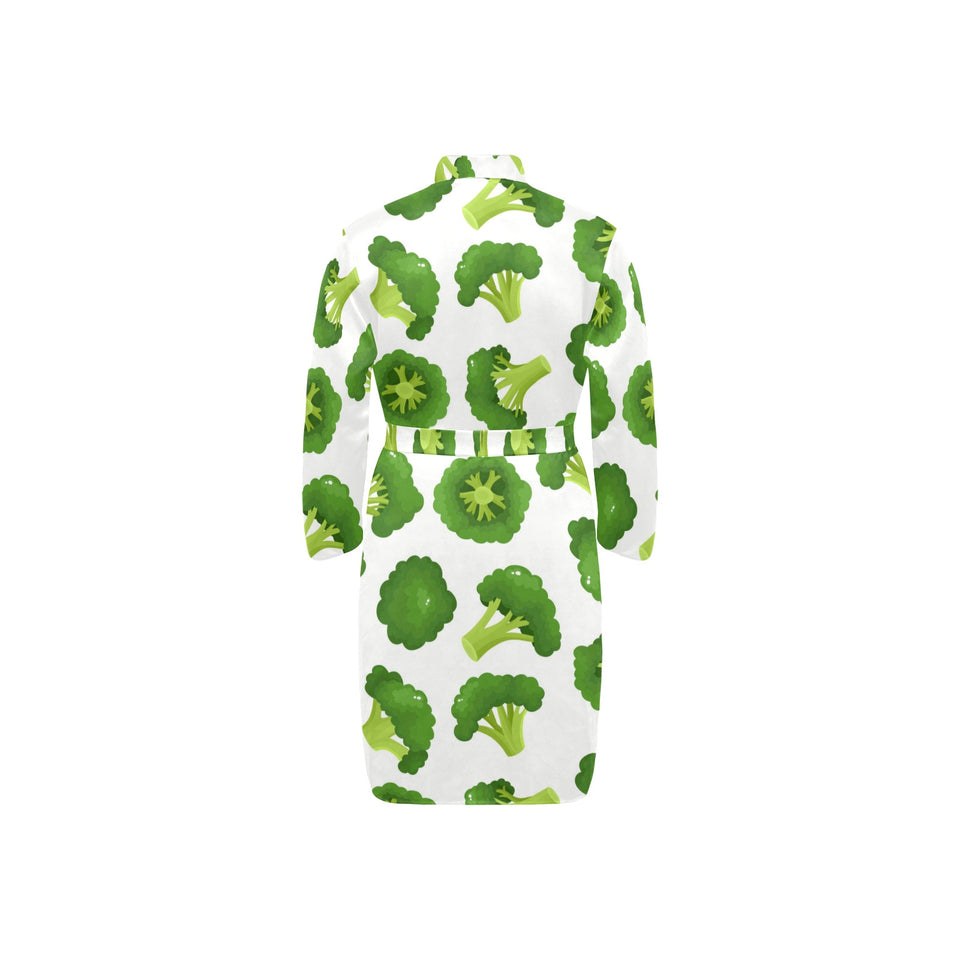 Cute broccoli pattern Men's Long Sleeve Belted Night Robe