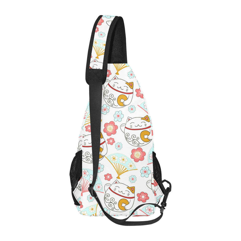 Maneki neko cat fan sakura All Over Print Chest Bag