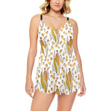 Corn Pattern Print Design 02 Chest Sexy Pleated Two Piece Swim Dress