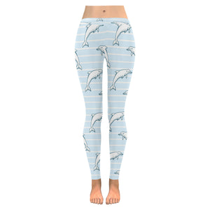 Dolphin blue striped background Women's Legging Fulfilled In US
