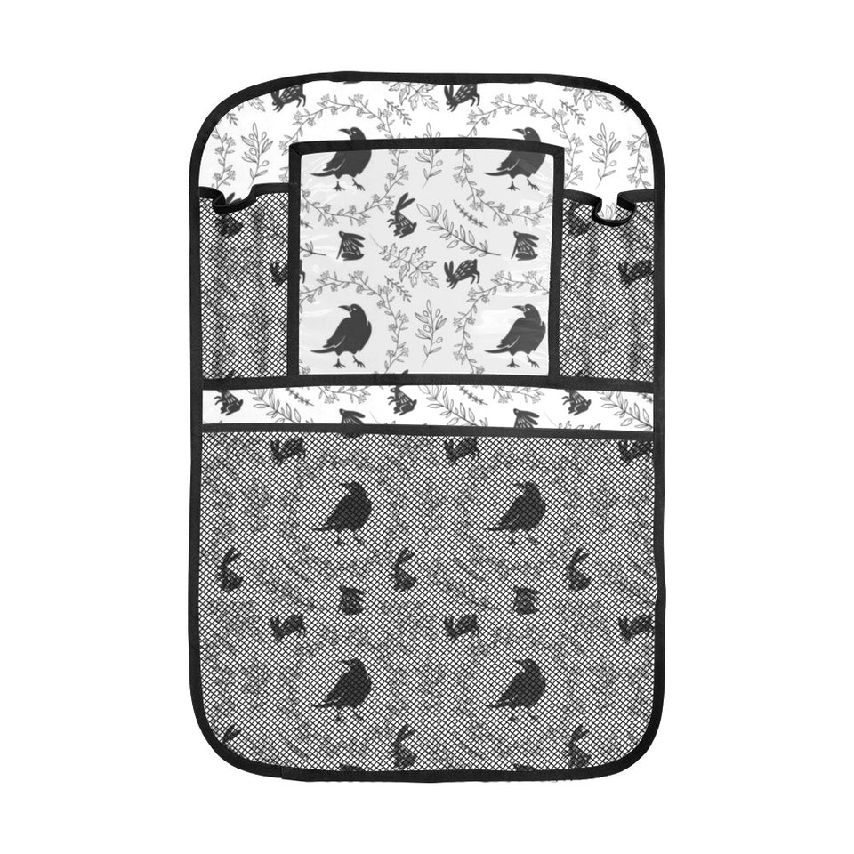 Crows floral wreath rabbit pattern Car Seat Back Organizer
