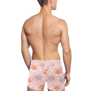 Cute fox pattern pink background Men's Swimming Trunks