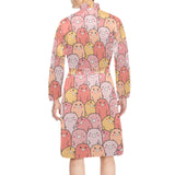 Pig Pattern Print Design 04 Men's Long Sleeve Belted Night Robe