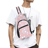 coral white heart pattern All Over Print Chest Bag