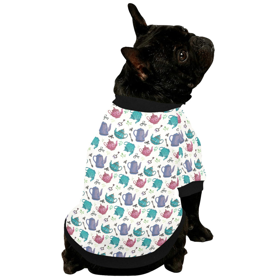 Tea pots Pattern Print Design 05 All Over Print Pet Dog Round Neck Fuzzy Shirt