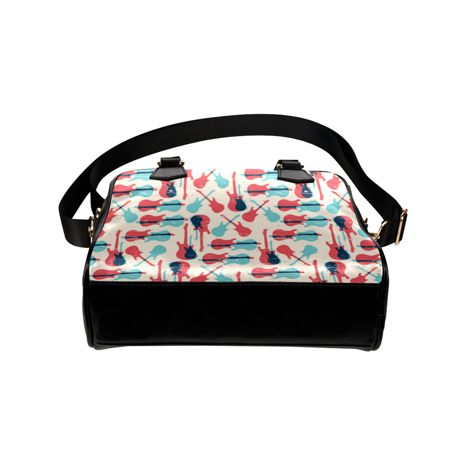 Red Blue guitar pattern Shoulder Handbag
