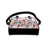 Red Blue guitar pattern Shoulder Handbag