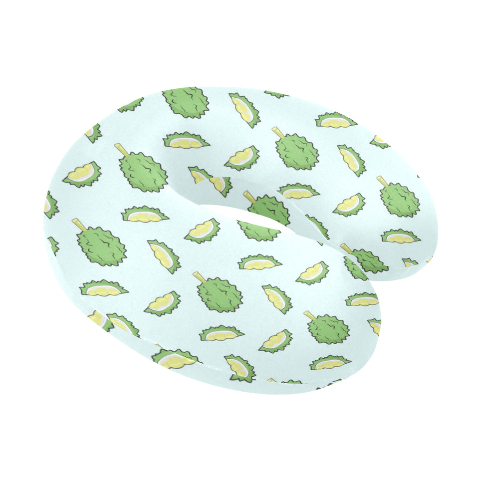 Durian pattern blue background U-Shaped Travel Neck Pillow