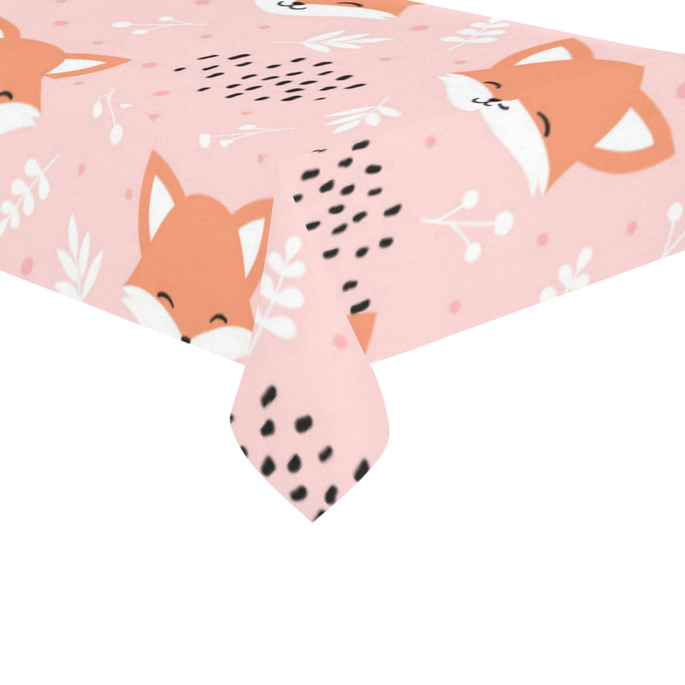 Cute fox pattern pink background Tablecloth