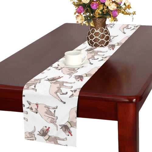 Bull Terrier Pattern Print Design 04 Table Runner