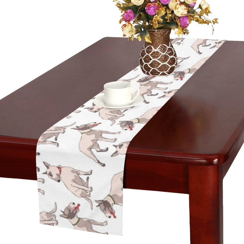 Bull Terrier Pattern Print Design 04 Table Runner