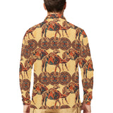 Camel polynesian tribal design pattern Men's Long Sleeve Polo Shirt