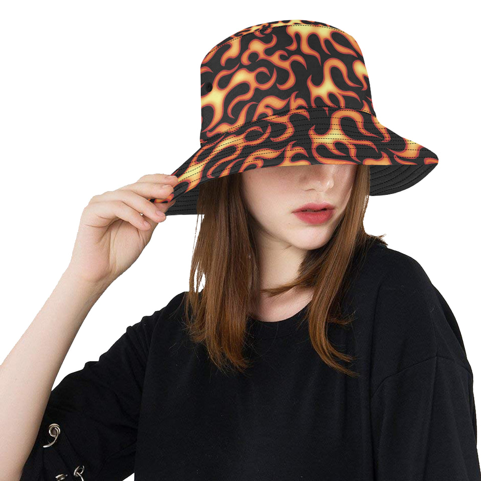 Fire flame dark pattern Unisex Bucket Hat