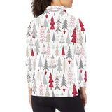 Cute Christmas tree pattern Women's Long Sleeve Polo Shirt
