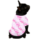 Pink flamingo flower pattern All Over Print Pet Dog Round Neck Fuzzy Shirt
