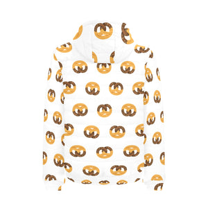 Pretzels Pattern Print Design 02 Men's Padded Hooded Jacket