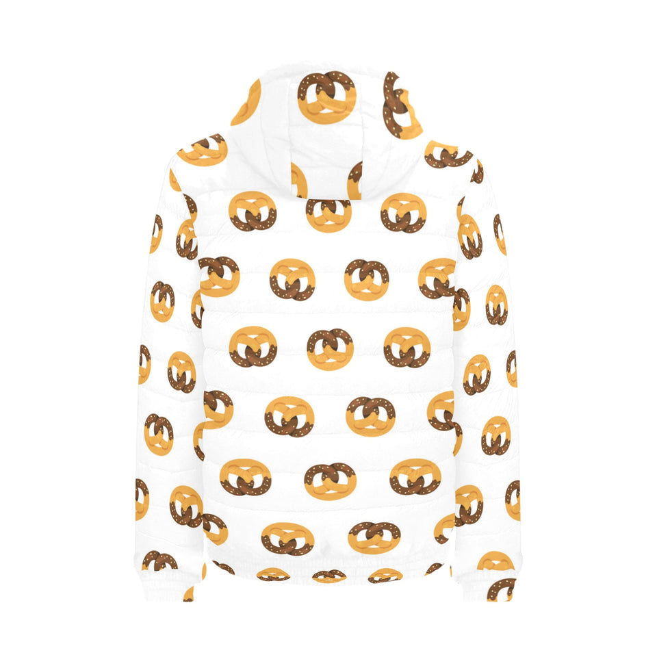 Pretzels Pattern Print Design 02 Men's Padded Hooded Jacket