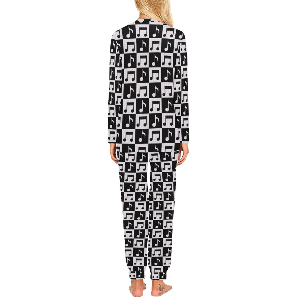 Music Notes Pattern Print Design 01 Women's All Over Print Pajama Set