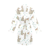 Cute Rhino pattern background Women's Long Sleeve Belted Night Robe