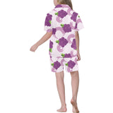 Cute Grape pattern Kids' Boys' Girls' V-Neck Short Pajama Set